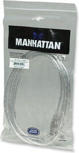 Kabelis Manhattan USB A-B M/M 3,0m USB2.0 Hi-Speed sidabrinis kaina ir informacija | Kabeliai ir laidai | pigu.lt