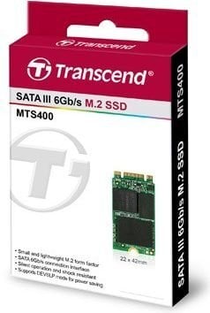 Transcend M.2 2242 256GB SATA3 (TS256GMTS400) kaina ir informacija | Vidiniai kietieji diskai (HDD, SSD, Hybrid) | pigu.lt