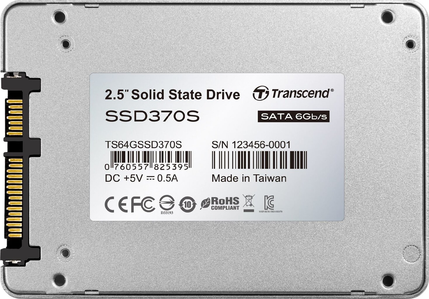 Transcend SSD370 64GB SATA3 (TS64GSSD370S) kaina ir informacija | Vidiniai kietieji diskai (HDD, SSD, Hybrid) | pigu.lt