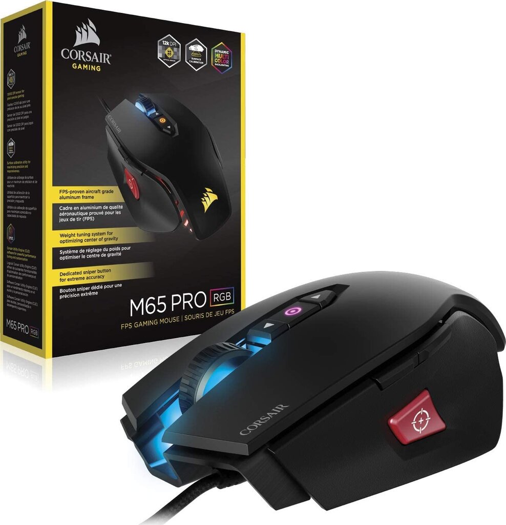 Corsair M65 PRO RGB, juoda цена и информация | Pelės | pigu.lt