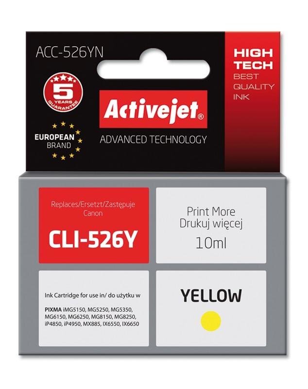 Activejet ACC-526YN (Canon CLI-526Y), geltona kaina ir informacija | Kasetės rašaliniams spausdintuvams | pigu.lt