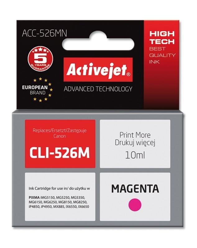 Activejet ACC-526MN (Canon CLI-526M), raudona kaina ir informacija | Kasetės rašaliniams spausdintuvams | pigu.lt