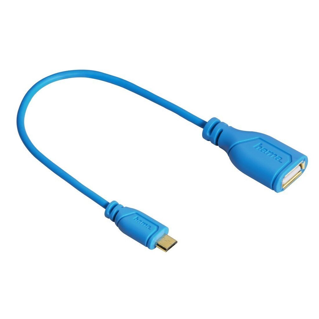 HAMA Flexi-Slim Micro USB OTG Adapter Cable twist-proof blue 0.15 m kaina ir informacija | Laidai telefonams | pigu.lt