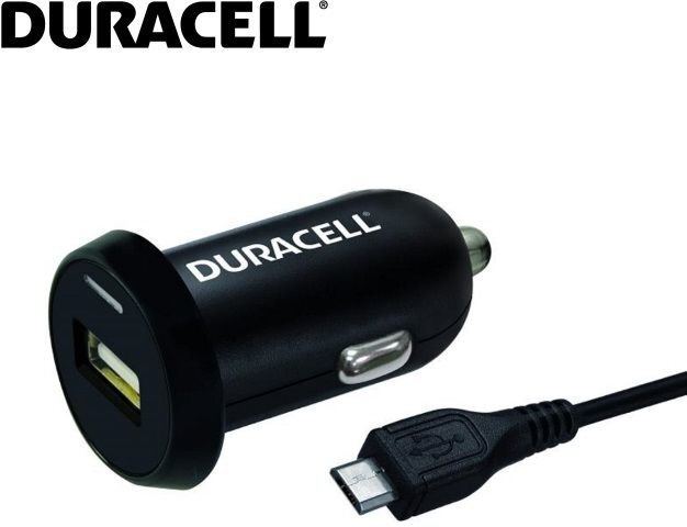 Universalus automobilinis įkroviklis Duracell 2,4A USB + 1m microUSB laidas цена и информация | Krovikliai telefonams | pigu.lt