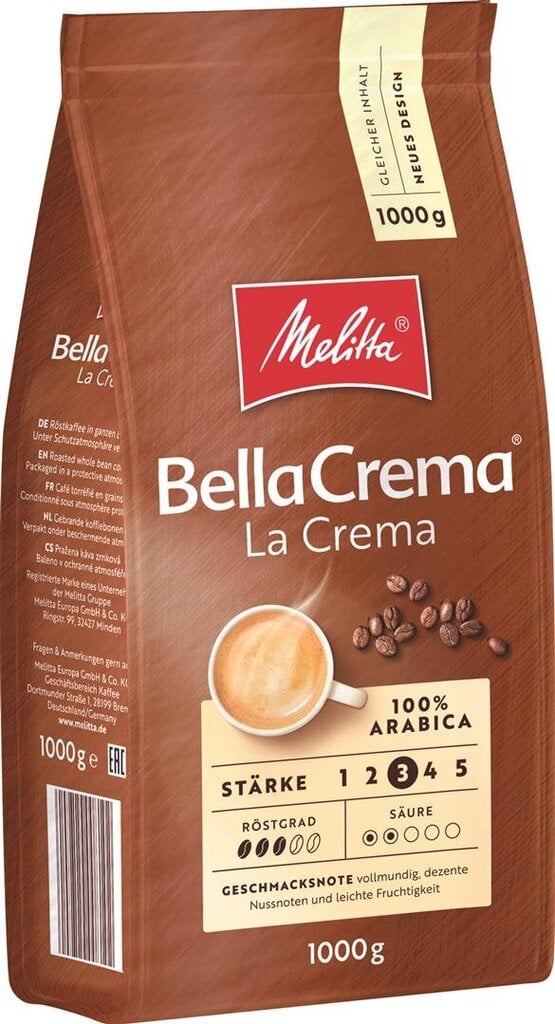 Melitta Bella Crema LaCrema kavos pupelės, 1kg kaina ir informacija | Kava, kakava | pigu.lt