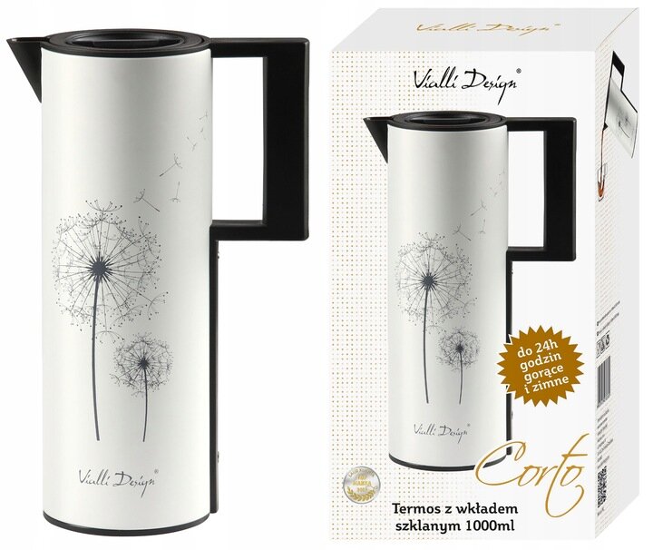 Vialli Design termosas Dandelione Corto, 1l, baltas цена и информация | Termosai, termopuodeliai | pigu.lt