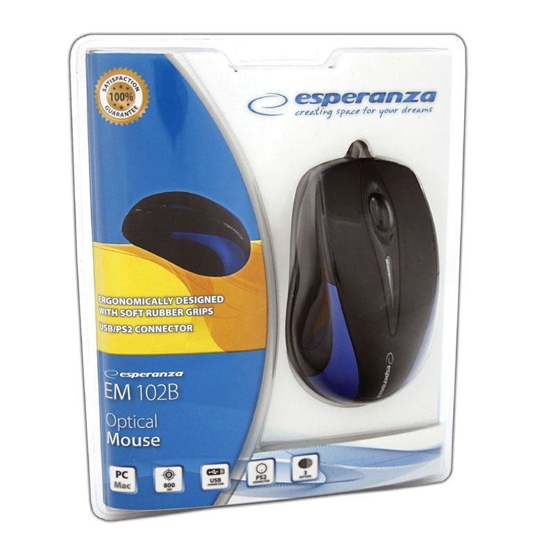 Esperanza EM102B, juoda-mėlyna цена и информация | Pelės | pigu.lt