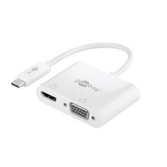 GOOBAY USB-C KELIŲ PRIEVADŲ ADAPTERIS HDMI+VGA 52430 BALTAS kaina ir informacija | Adapteriai, USB šakotuvai | pigu.lt