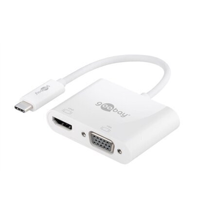 GOOBAY USB-C KELIŲ PRIEVADŲ ADAPTERIS HDMI+VGA 52430 BALTAS kaina ir informacija | Adapteriai, USB šakotuvai | pigu.lt