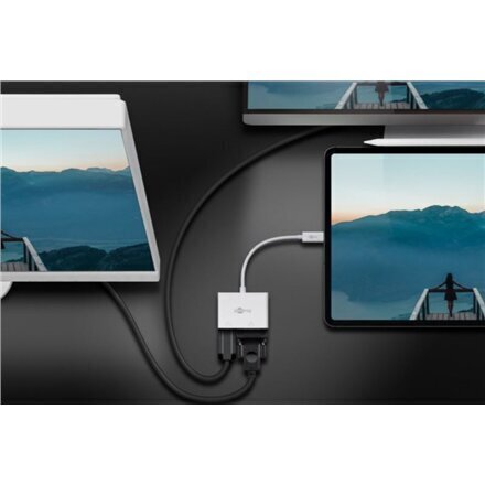 GOOBAY USB-C KELIŲ PRIEVADŲ ADAPTERIS HDMI+VGA 52430 BALTAS kaina ir informacija | Adapteriai, USB šakotuvai | pigu.lt