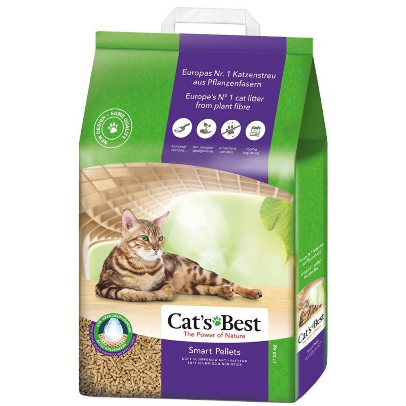 Sušokantis natūralus granulinis kačių kraikas Cat's Best Smart Pellets, 10 kg цена и информация | Kraikas katėms | pigu.lt