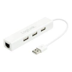 LOGILINK - USB 2.0 to Fast Ethernet Adapter with 3-Port USB Hub kaina ir informacija | Adapteriai, USB šakotuvai | pigu.lt