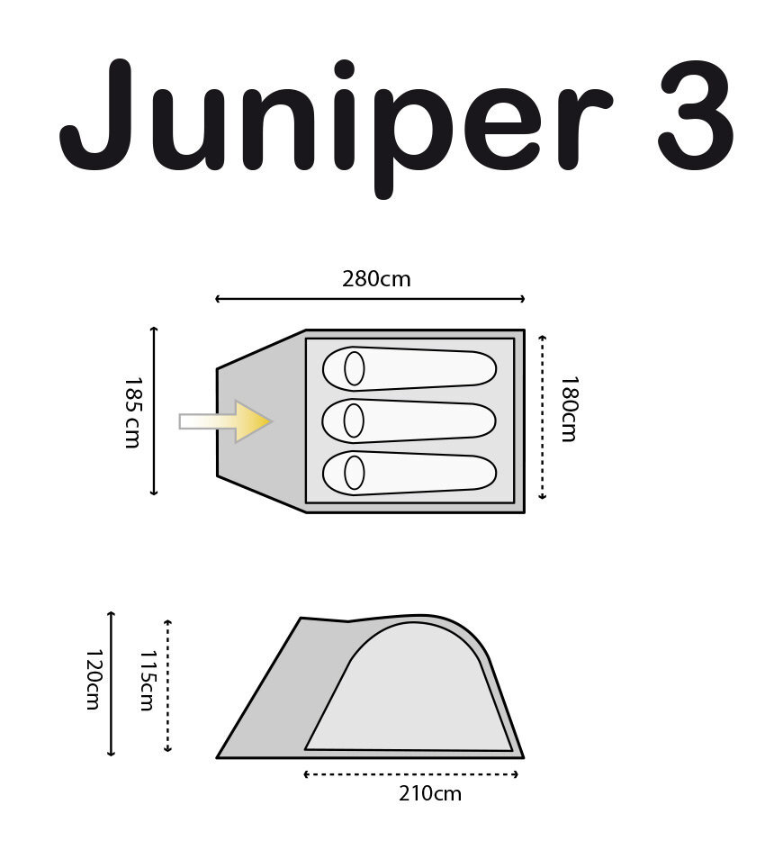 Palapinė Highlander Juniper 3 tamsiai mėlyna kaina ir informacija | Palapinės | pigu.lt