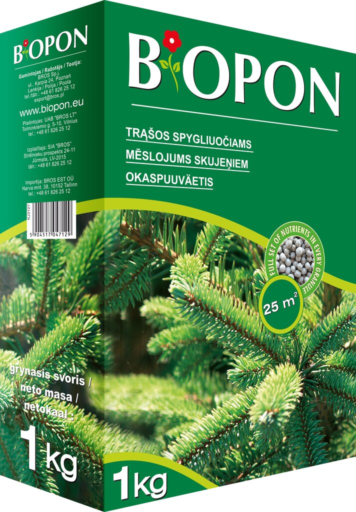 Biopon trąšų granulės spygliuočiams, 1 kg цена и информация | Birios trąšos | pigu.lt