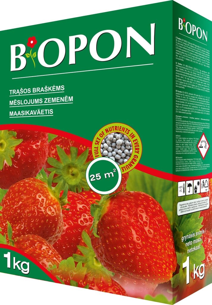 Biopon trąšų granulės braškėms ir žemuogėms, 1 kg цена и информация | Birios trąšos | pigu.lt
