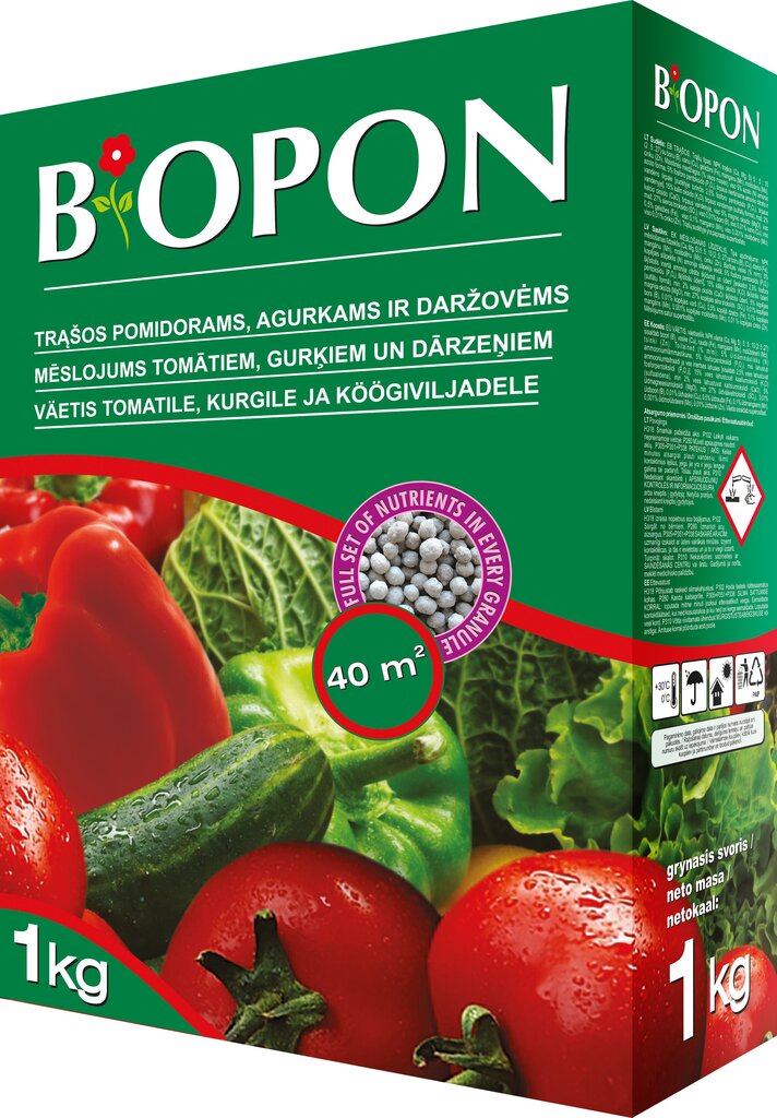 Biopon trąšų granulės pomidorams, agurkams ir daržovėms, 1 kg цена и информация | Birios trąšos | pigu.lt