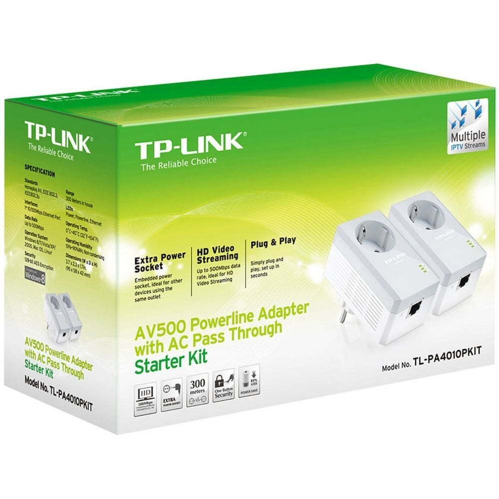 TP-Link TL-PA4010P Kit AV500 kaina ir informacija | Maršrutizatoriai (routeriai) | pigu.lt