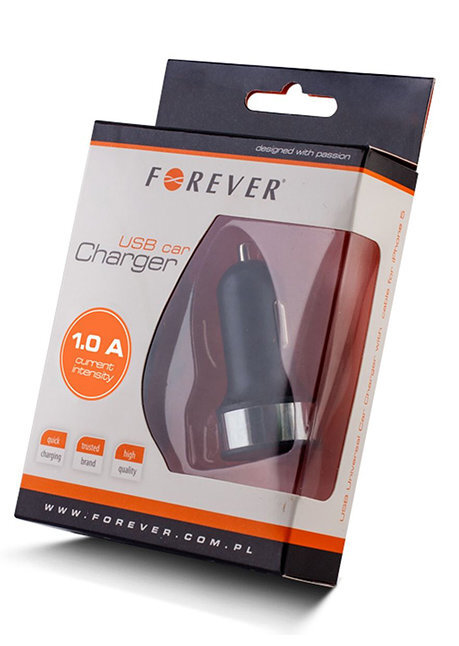 Forever CC08 USB 1.1A (12V / 24V) Car Charger With LED Light Black kaina ir informacija | Krovikliai telefonams | pigu.lt