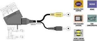 Насадка VL7554 SCART - насадка 2RCA с переключателем 1,5 м EOL цена и информация | Кабели и провода | pigu.lt