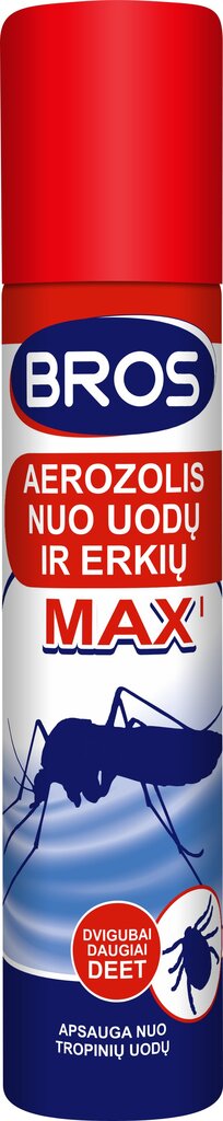 BROS MAX aerozolis nuo uodų ir erkių, 90 ml kaina ir informacija | Apsauga nuo uodų, erkių | pigu.lt