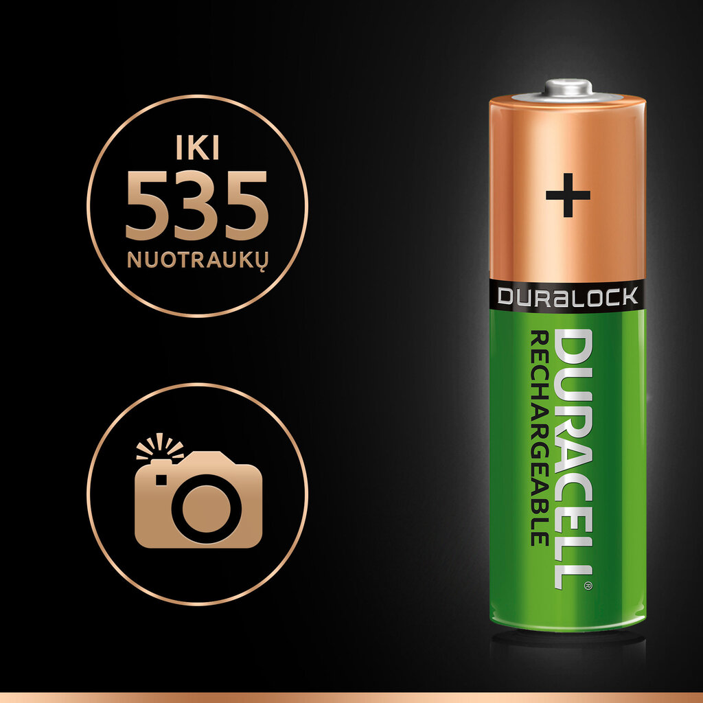 Įkraunami elementai Duracell AA (1300 mAh) LR06 4vnt. kaina ir informacija | Elementai | pigu.lt