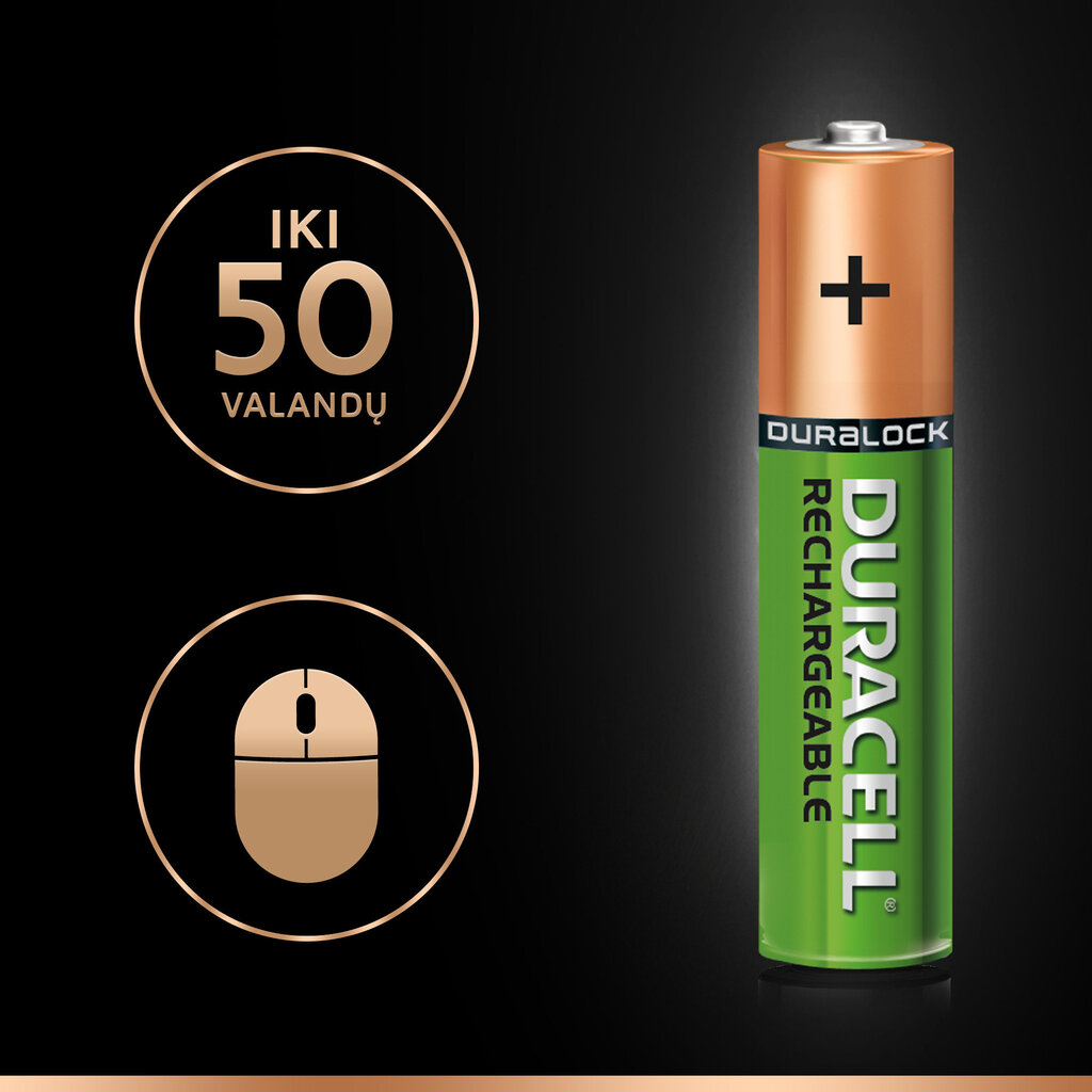 Įkraunami elementai Duracell aaa 850 mAh lr03 2vnt. kaina ir informacija | Elementai | pigu.lt