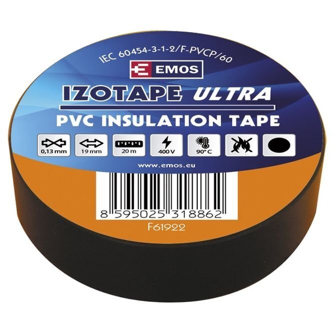 PVC izoliacinė juosta Izotape Ultra 19/20 juoda цена и информация | Mechaniniai įrankiai | pigu.lt