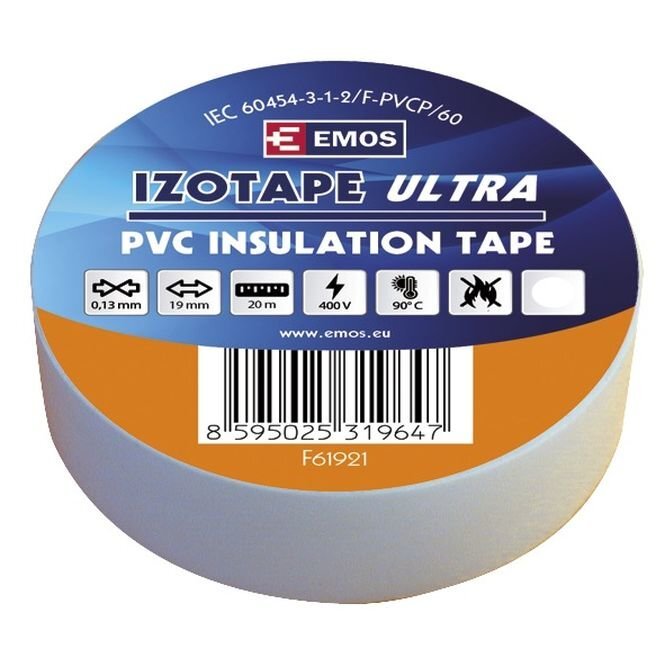 PVC izoliacinė juosta Izotape Ultra 19/20 balta kaina ir informacija | Mechaniniai įrankiai | pigu.lt