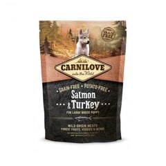 Беззерновой корм Carni Love Salmon & Turkey Puppy Large Breed для щенков крупных пород, 1.5 кг цена и информация |  Сухой корм для собак | pigu.lt