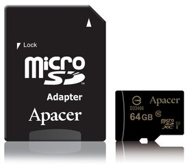 Apacer microSDXC Карта памяти UHS-I Class10 64GB + SD адаптер цена и информация | Карты памяти для телефонов | pigu.lt