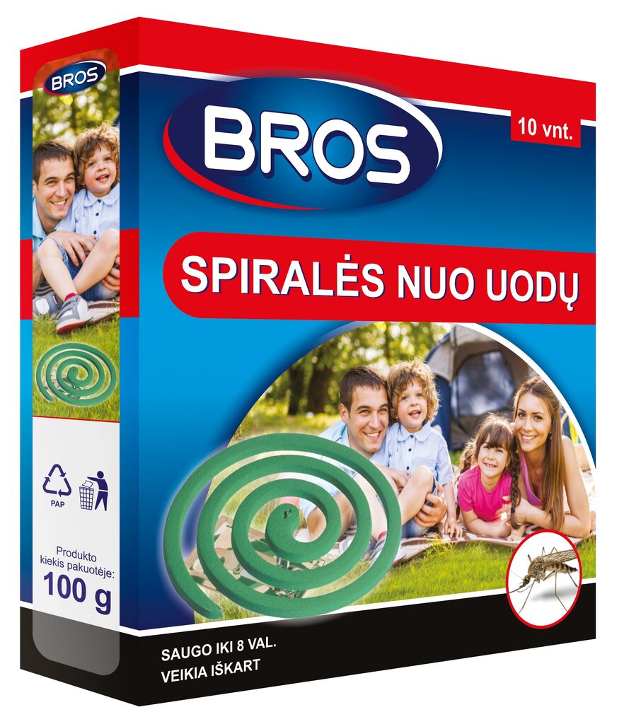 BROS spiralės nuo uodų, 10 vnt. цена и информация | Priemonės nuo uodų ir erkių | pigu.lt