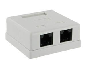 4World jungtis 2x RJ45, kat.5e, virštinkinis, pilnas, baltas kaina ir informacija | Adapteriai, USB šakotuvai | pigu.lt