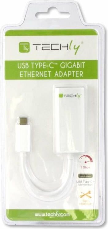 Tinklo korta-adapteris Techly USB-C 3.1 RJ45 Gigabit 10/100/1000 kaina ir informacija | Adapteriai, USB šakotuvai | pigu.lt