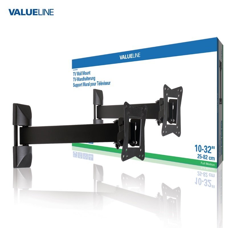 ValueLine VLM-MFM21 Universal LCD/LED TV Wall Mount 10-32" (30kg Max) Black kaina ir informacija | Televizorių laikikliai, tvirtinimai | pigu.lt