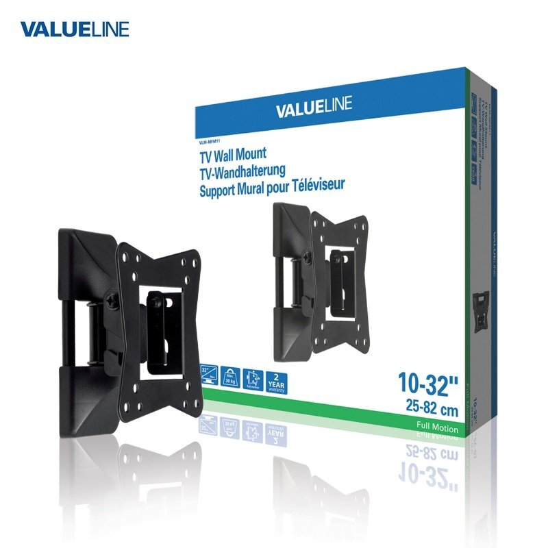 ValueLine VLM-MFM11 Universal LCD/LED TV Wall Mount 10-32" (30kg Max) Black kaina ir informacija | Televizorių laikikliai, tvirtinimai | pigu.lt