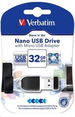 Verbatim USB DRIVE 2.0 NANO 16GB STORE 'N' STAY + OTG Adapter kaina ir informacija | Verbatim Kompiuterinė technika | pigu.lt