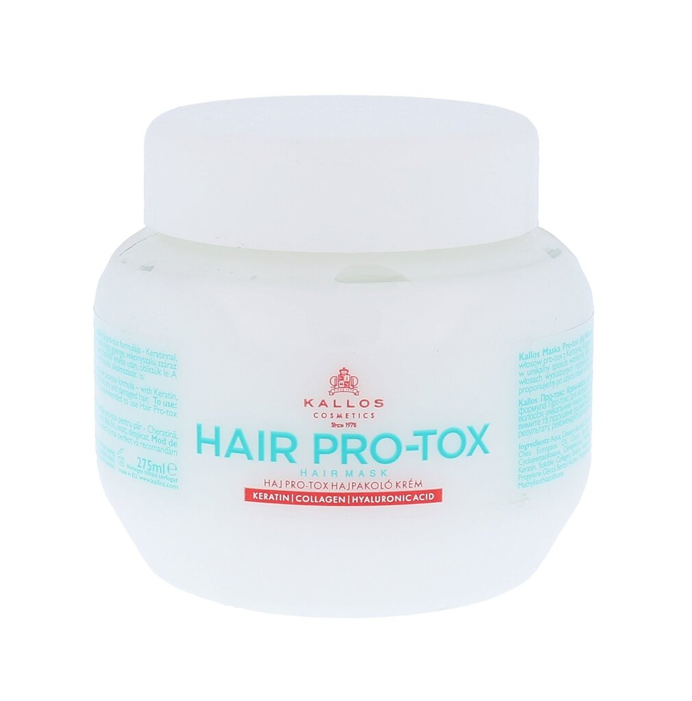Kaukė pažeistiems plaukams su keratinu, kolageno ir hialurono rūgštimis Kallos Hair Pro Tox 275 ml kaina ir informacija | Priemonės plaukų stiprinimui | pigu.lt