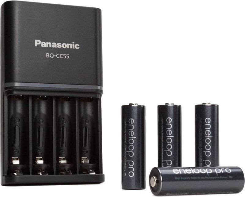 Panasonic eneloop baterijos kroviklis BQ-CC55 + 4x2500 kaina ir informacija | Elementų krovikliai | pigu.lt