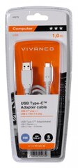 Vivanco kabelis USB-C – USB 3.0 1m (45273) kaina ir informacija | Kabeliai ir laidai | pigu.lt