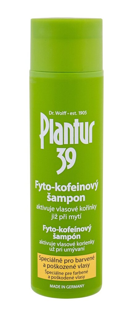 Šampūnas su kofeinu nuo plaukų slinkimo dažytiems plaukams Plantur 39, 250 ml цена и информация | Šampūnai | pigu.lt