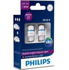 Philips W5W - T10 12V / 1W LED X-TREME VISION 8000K лампы (2 шт) цена и информация | Автомобильные лампочки | pigu.lt