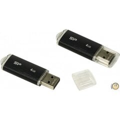 Atmintinė SILICON POWER 4GB, USB 2.0 FLASH DRIVE ULTIMA U02, juoda kaina ir informacija | USB laikmenos | pigu.lt