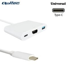 Qoltec Adapter USB 3.1 typC Male / HDMI AF + USB AF + USB 3.1 typC kaina ir informacija | Kabeliai ir laidai | pigu.lt