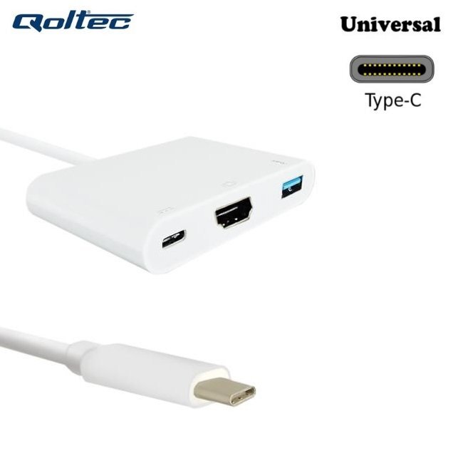 Qoltec Adapter USB 3.1 typC Male / HDMI AF + USB AF + USB 3.1 typC цена и информация | Kabeliai ir laidai | pigu.lt