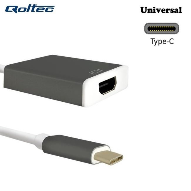 Qoltec Adapteris USB 3.1 tipo C male / HDMI A kaina ir informacija | Kabeliai ir laidai | pigu.lt