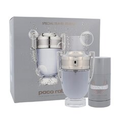 Rinkinys Paco Rabanne Invictus vyrams: tualetinis vanduo EDT 100 ml + pieštukinis dezodorantas 75 ml kaina ir informacija | Kvepalai vyrams | pigu.lt