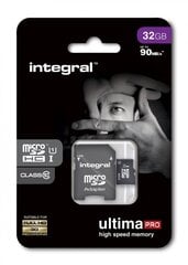 Atminties kortelė Integral Ultima Pro X MicroSDHC UHS-I 32GB + Adapteris kaina ir informacija | integral Mobilieji telefonai, Foto ir Video | pigu.lt