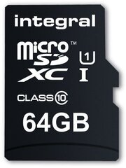 Micro SD atminties kortelė + adapteris Integral 64 GB microSDXC UltimaPro kaina ir informacija | integral Mobilieji telefonai, Foto ir Video | pigu.lt