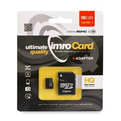 Micro SDHC kortelė Imro 16 GB, klasė 10 UHS-1 + adapteris цена и информация | Карты памяти для телефонов | pigu.lt