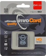 Micro SDXC kortelė Imro 64 GB, класс 10 UHS-1 + адаптер цена и информация | Карты памяти для телефонов | pigu.lt